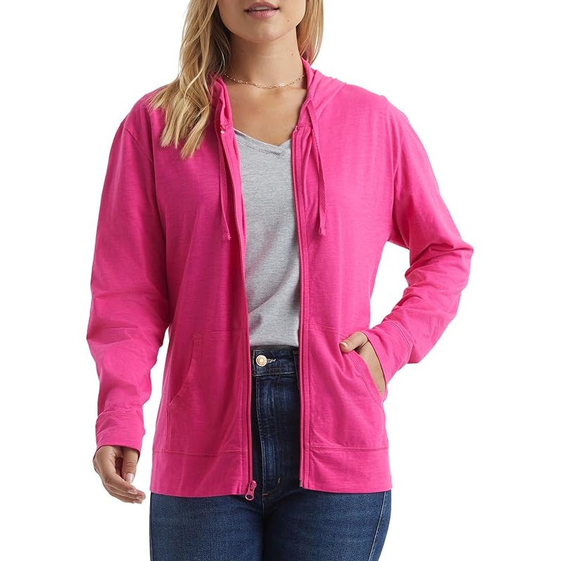 Hanes Women’s Slub Knit Full-Zip Hoodie, Textured Cotton Zip-Up T-Shirt Hoodie for Women